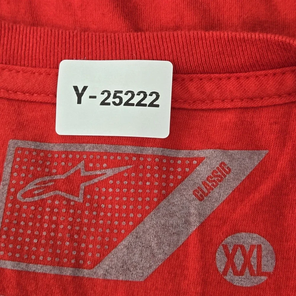 Alpinestars Men Shirt‎ 2XL Red Y2K Grunge Skate Logo Stripes Short Sleeve